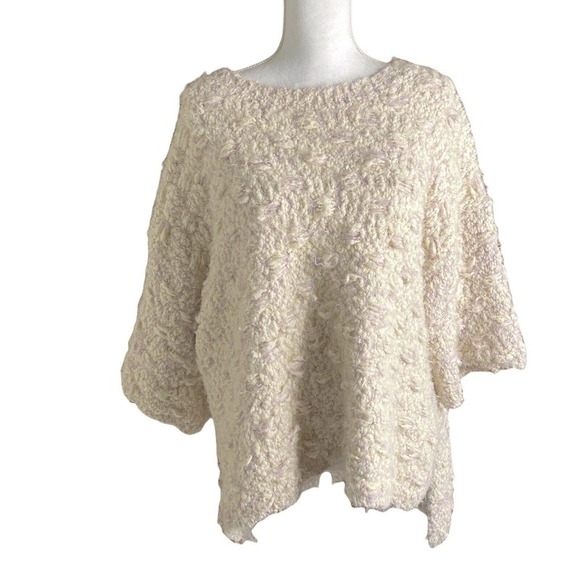 Umgee Beige purple 3/4 Sleeve Cozy Soft Chunky Knit Sweater Size Medium Women - Picture 2 of 7